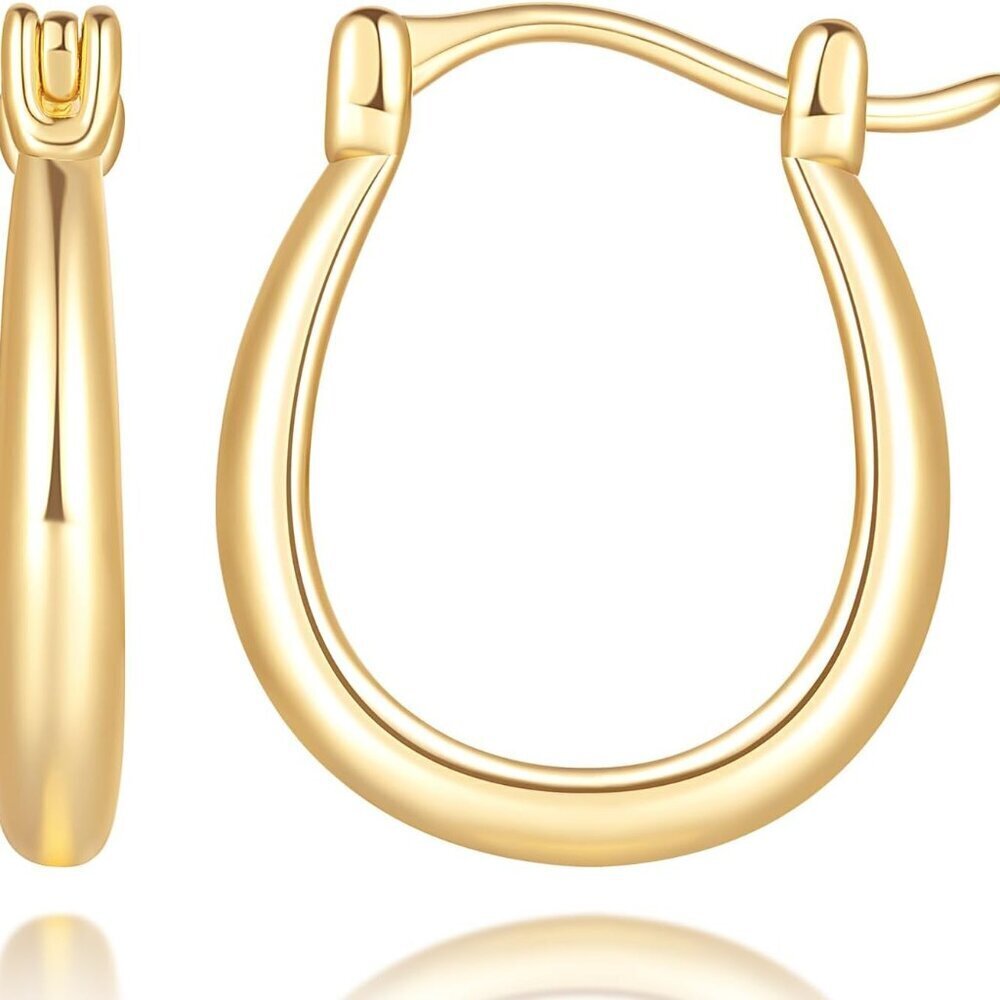 Gold Hoop Earrings 14K Gold Small 20mm CZ Sparkle Gift for Women Jewelry